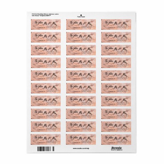 Roos Marmeren Script De toekomst Mr en Mrs Etiket (Full Sheet)