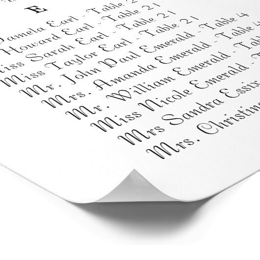 Roos  Mason Jar Seating Chart Poster (Hoek)