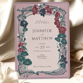 Roos Mauve Maroon Rode Sage Bruiloft Kaart