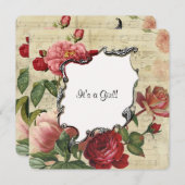 Roos Meisje Baby shower Kaart (Voorkant / Achterkant)