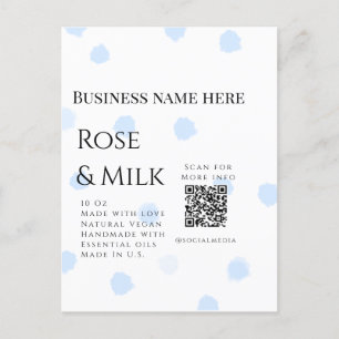 Roos melk handgemaakte zeep bedrijf QR code toevoe Briefkaart
