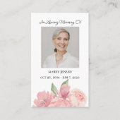 Roos Memorial Foto Begrafenisgebed Kaart Visitekaartje (Voorkant)