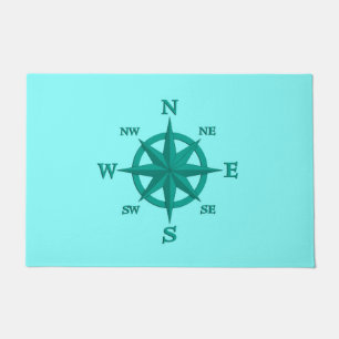 Roos met acht punten, Turquoise en Aqua Deurmat