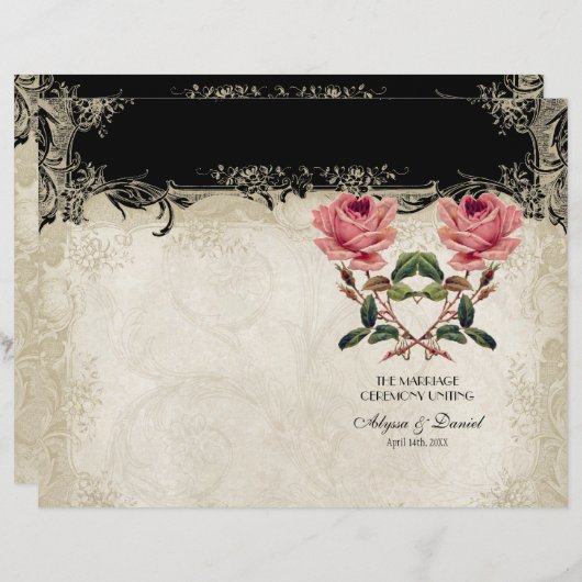 Roos met barokke stijl zwart in Cream Lace (Voorkant / Achterkant)