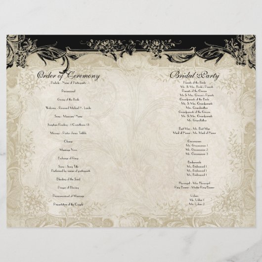 Roos met barokke stijl zwart in Cream Lace (Achterkant)