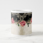  Roos met barokke stijl zwart in Cream Lace Extra Grote Mok (Voorkant)