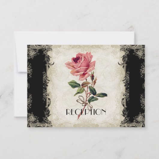 Roos met barokke stijl zwart in Cream Lace Kaart (Achterkant)