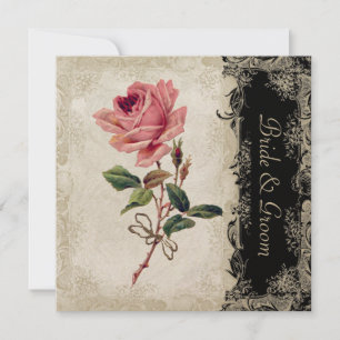  Roos met barokke stijl zwart in Cream Lace Kaart
