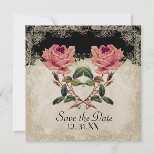 Roos met barokke stijl zwart in Cream Lace Save The Date