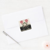 Roos met barokke stijl zwart in Cream Lace Vierkante Sticker (Envelop)