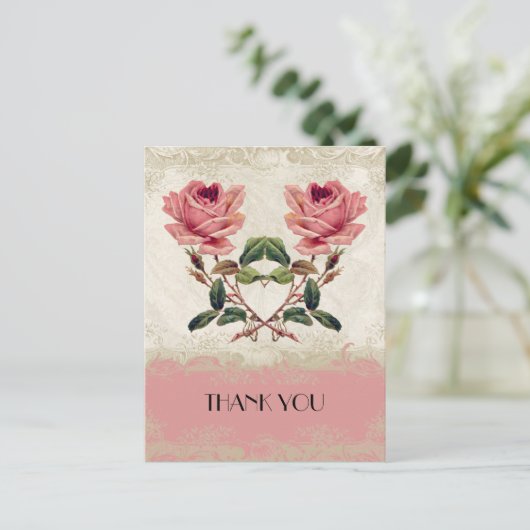  Roos met barokstijl Briefkaart (Staand voorkant)