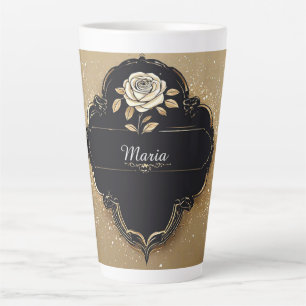 Roos met gouden glinsterende details latte mok