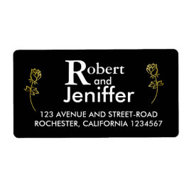 Roos met goudfolie, watermerk, bruiloft etiket