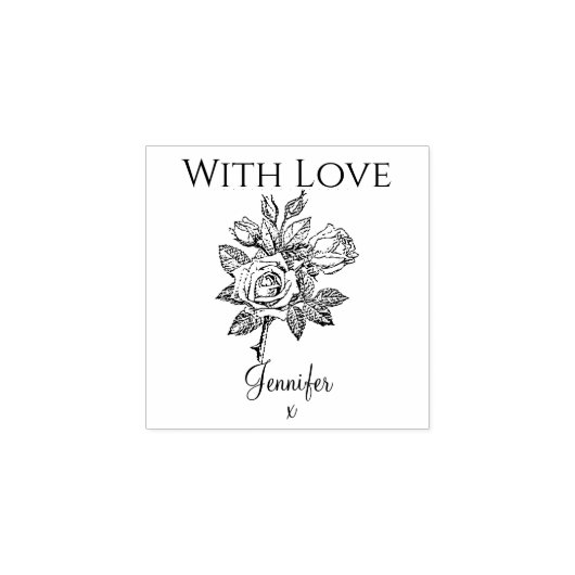  Roos met liefdesstempel Rubberstempel (Afrduk)