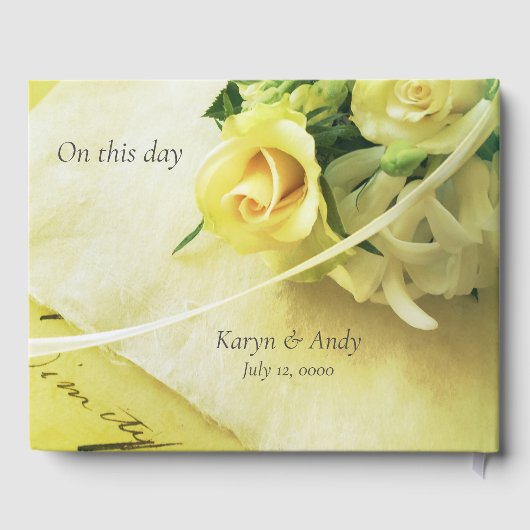 Roos met lintbruiloft gastenboek (Achterkant)