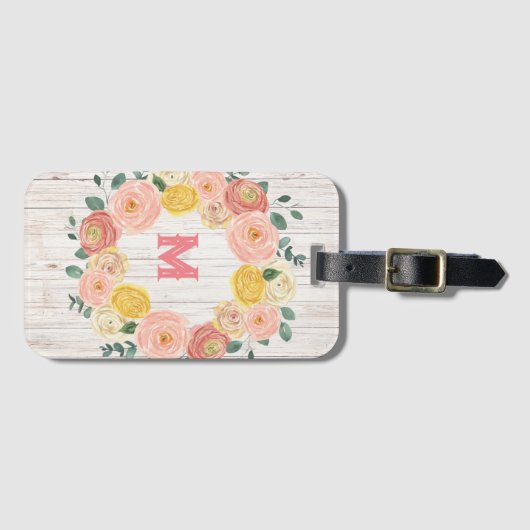 Roos met ouderdom en eucalyptus Wreate Bagagelabel (Voorkant (horizontaal))