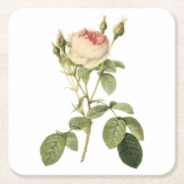 roos met twee maten door Redouté Vierkante Kartonnen Onderzetter