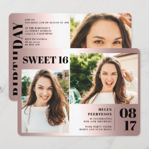 Roos metallisch vet 3 foto's Zoet 16 jaar Kaart