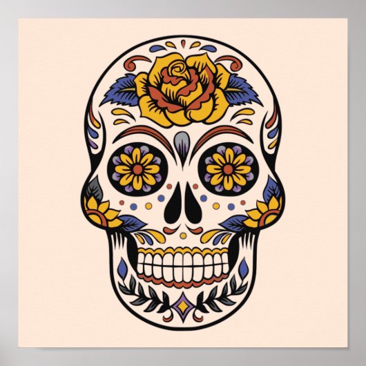Roos Mexicaanse suikerschedeldag van de dood Poster (Voorkant)