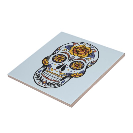 Roos Mexicaanse suikerschedeldag van de dood Tegeltje (Zijkant)