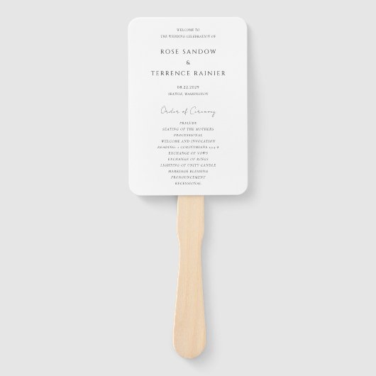 Roos Modern Classy Elegant Trouwprogramma Handwaaier (Voorkant)