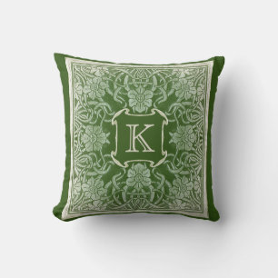 Roos monogram kussen in Emerald