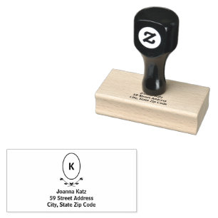 Roos monogram retouradres 	rubberstempel