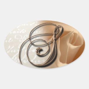 Roos Monogram S Ovale bruiloft voor zegels