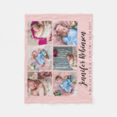 Roos Monogrammed Geboorte Stat Aankondiging Foto Fleece Deken (Voorkant)