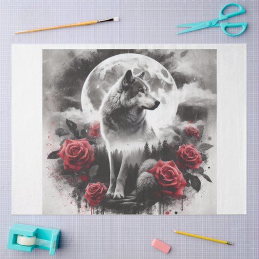 Roos Moon Wolf Tissuepapier (Craft)