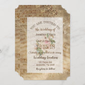 Roos Musical Notes Wedding Kaart (Voorkant / Achterkant)
