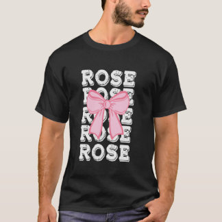 ROOS Naam Coquette Grote Roze Bow Eenvoudige Schat T-shirt