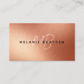 Roos Nep Goud Folie Minimalistische Twee Monogram Visitekaartje (Voorkant)