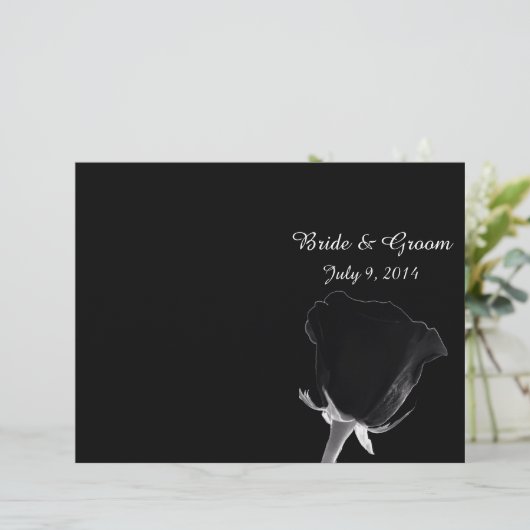 Roos Noire Folded Wedding Program (Staand voorkant)