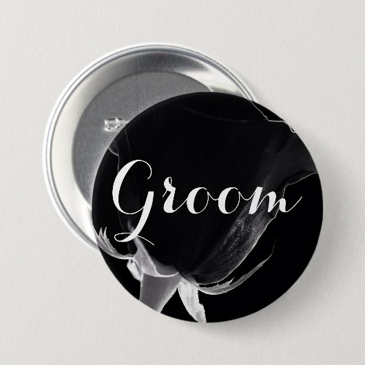 Roos Noire Ronde Button 7,6 Cm (Voorkant /achterkant)