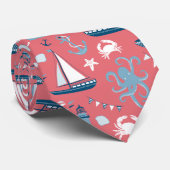 Roos Noordzee Stropdas (Opgerold)