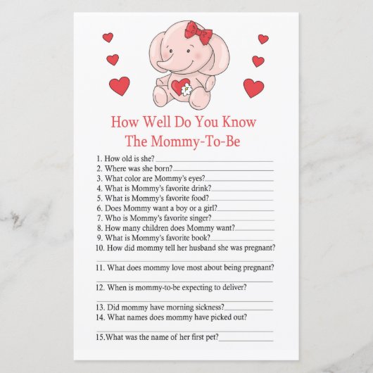 Roos olifant Hoe goed ken je het baby-schoenspel? (Voorkant)