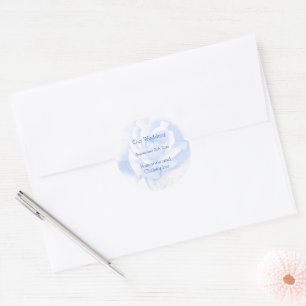 Roos ontwerp blauw gekleurde bruiloft ronde sticker