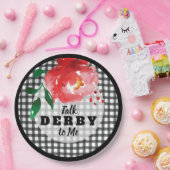 Roos op Black and White Talk Derby Papieren Bordje (Feest)