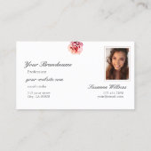 Roos op Plain Light Pink met Logo Foto Visitekaartje (Achterkant)