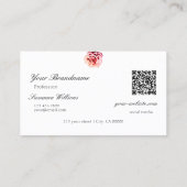  Roos op Plain Light Pink met Logo QR-code Visitekaartje (Achterkant)