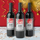 Roos op Zwart & Wit Check Wijnlabels Wijn Etiket