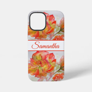 Roos Oranje Rood Aquarel bloemig Bloem Telefoon iPhone 12 Mini Hoesje