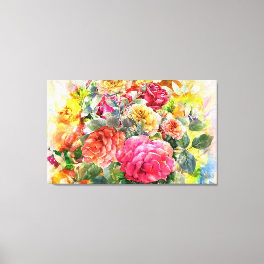 Roos orchidee Floral Connection Wall Art Canvas Afdruk (Voorkant)