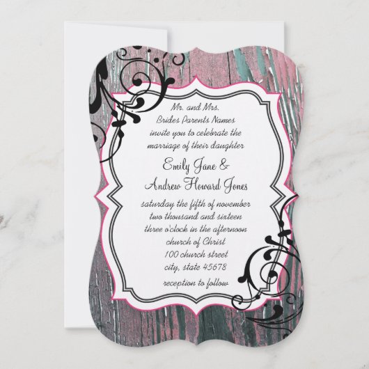 Roos Oude Barn Wood Swirl Wedding Kaart (Voorkant)
