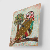 Roos Owl Wall Clock Vierkante Klok (Hoek)