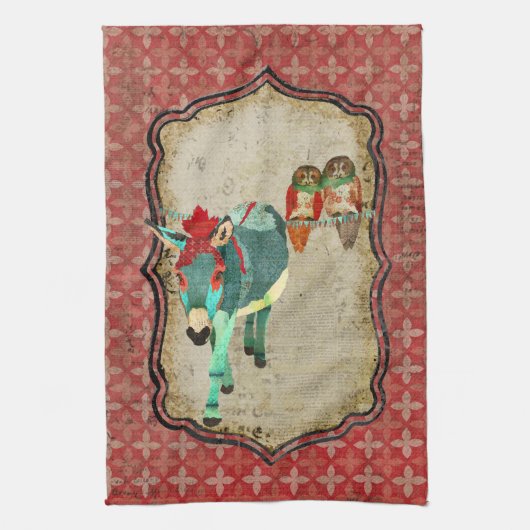 Roos Owls & Ruby Donkey Towel Theedoek (Verticaal)