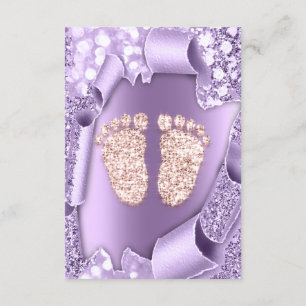Roos Paars Baby shower Feet Boy Girl 3d Glitter Kaart