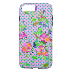  Roos - paars/blauw polka-stippen iPhone 8 Plus / 7 Plus Hoesje