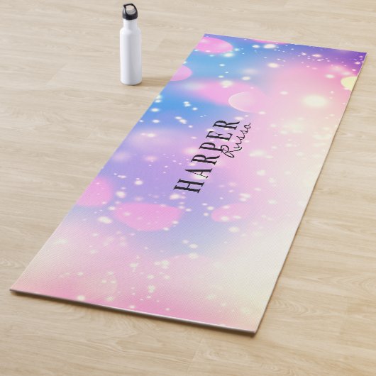 Roos Paarse Glitter Aangepaste naam Yoga Mat (In situ)